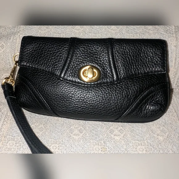 Talbots Bags Talbots Black Pebbled Leather Wristlet Clutch